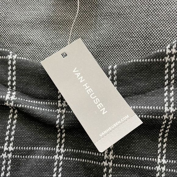 Van Heusen Black Crewneck Plaid Knit Poncho Blouse - Size XL - Picture 8 of 8